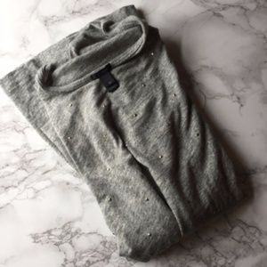 J Crew Gray Studded Three Quarter Sleeve T-Shirt